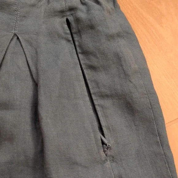 Athleta Playa Linen wide crop 3/4 pants Teal 4 - Picture 5 of 6